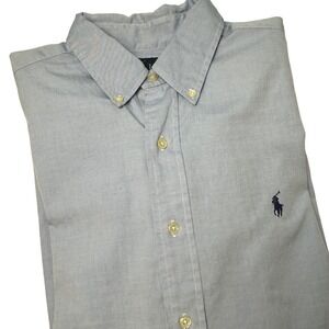Ralph Lauren Button Down Mens Shirt 16 34/35 Large Blue Classic Fit Pony Oxford